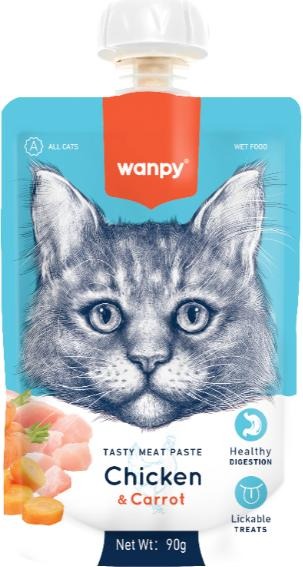 Wanpy Cat Food Tasty Meat Paste Chicken & Carrot - 90g Pouch